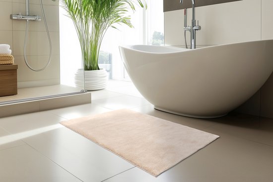 Luxe Badmat – Fluffy - Hotelkwaliteit – Wasbaar & Anti-slip – 100% Polyester, Soft Touch – Beige- 40x60 CM