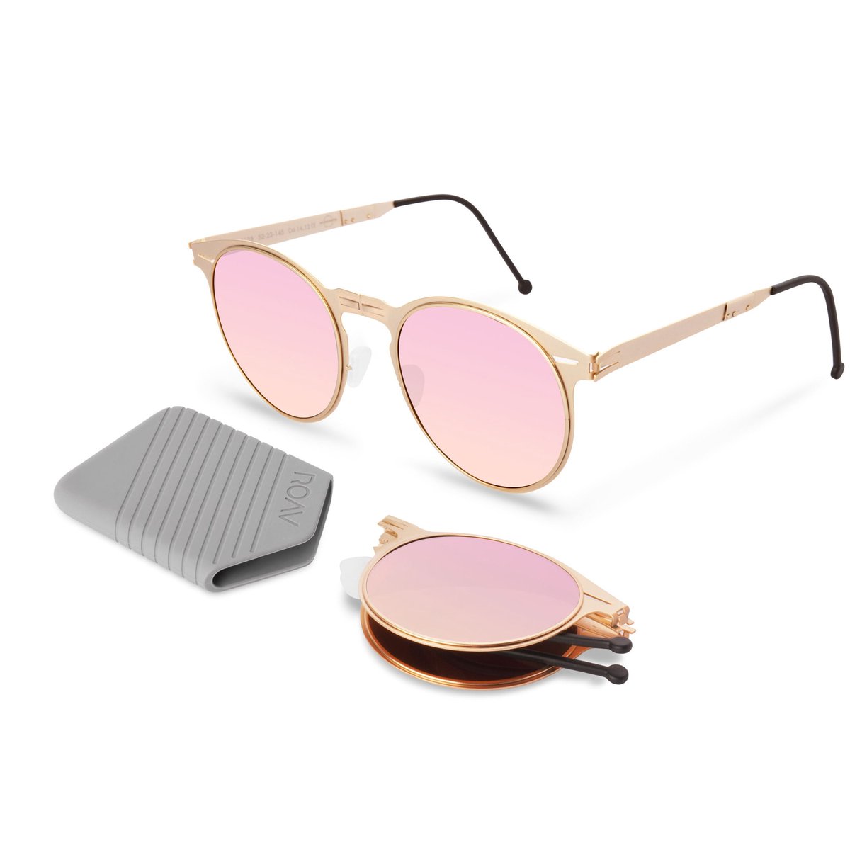 ROAV RIVIERA – Opvouwbare zonnebril – Polariserend UV400 - Brush Gold - Pink Mirror glazen