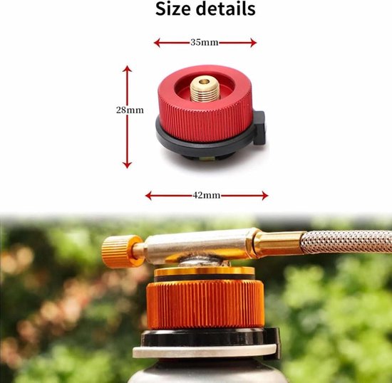 JGS Premium - Gaspatroonadapter voor campingkooktoestel rood - Gasfles aansluiting - Camping gasventielpatroon mondstuk van JGS Premium — afbeelding 3