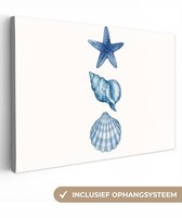 Tableau sur toile 120x80 cm - Décoration murale exclusive Étoiles de mer - Coquillages - Blauw - Décoration murale salon - Décoration chambre - Accessoires chambre - Peintures sur toile