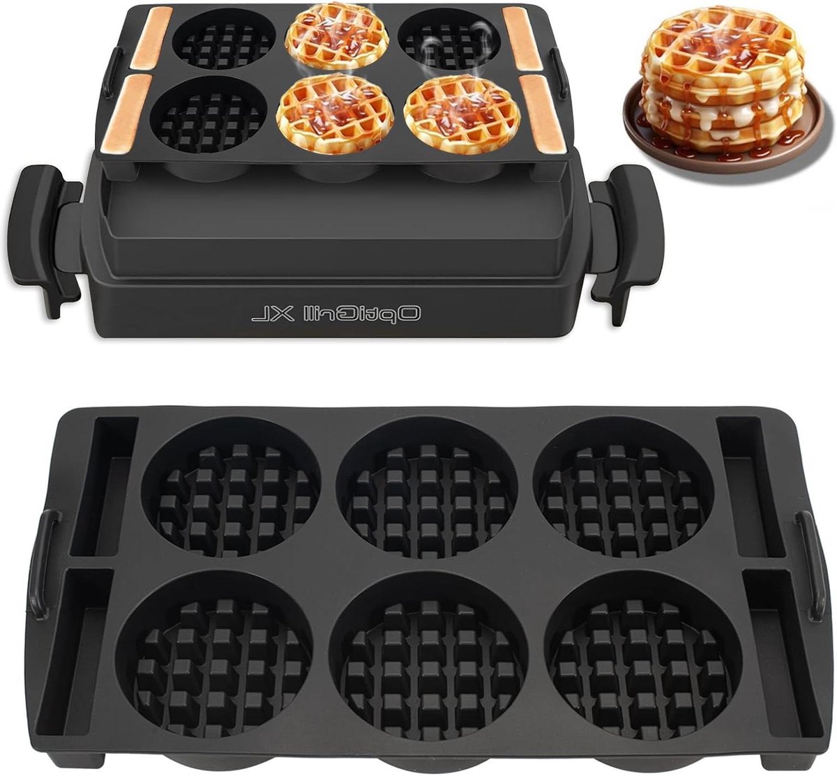 JGS Premium - Wafelplaten Accessoires voor Tefal OptiGrill XL - Siliconen Bakschaalinzetstuk - Belgische Wafels - 4-in-1 en 2-in-1 XL‑compatibel