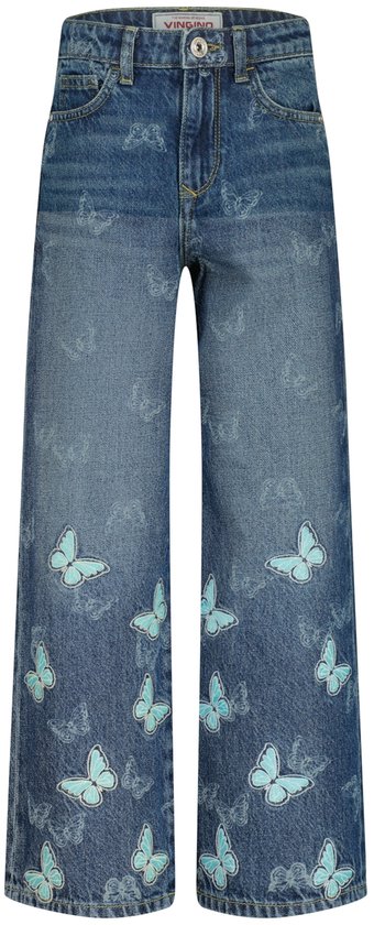 Vingino Cassie Butterfly Meisjes Jeans - Tinted Mid Blue