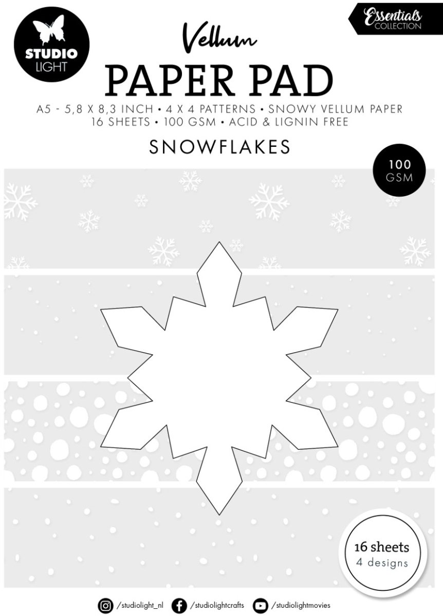 Vellum paper pad Snowflakes - Essentials nr. 329
