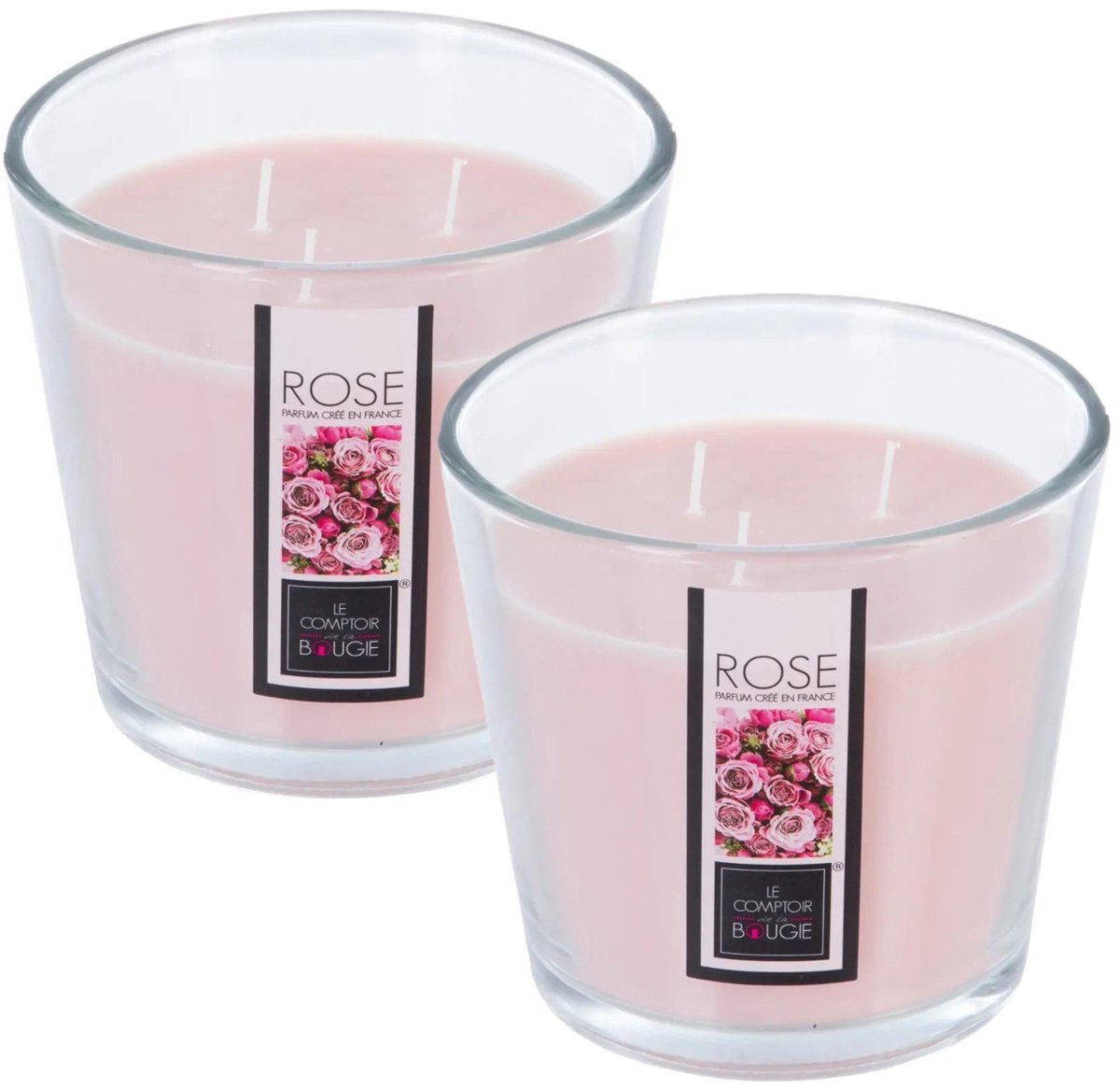 Atmosphera geurkaars - 2x - roos geur - 40 branduren - roze - in glas - aroma/geurkaars