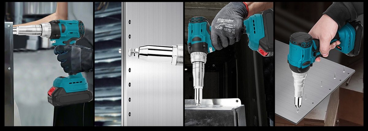 ONEVAN Accu-klinknageltang, 20.000N-klinknagelpistool, borstelloze automatische elektrische popnageltang voor Makita 18V, voor 2,4-5,0 mm blindklinknagels, slag 18 mm (zonder accu's