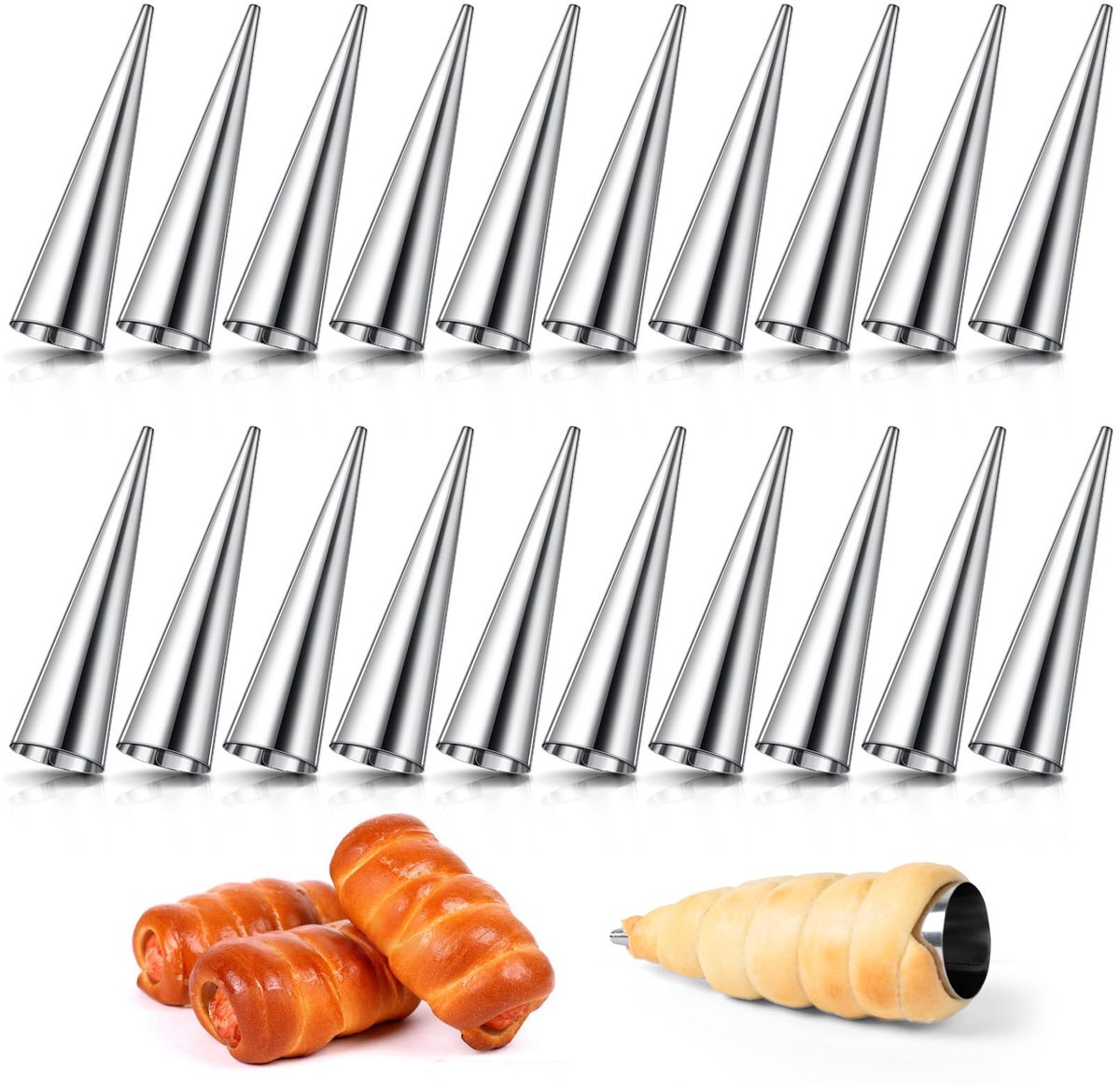 Ibenzoa® Cannoli Bakvormen Set van 20 Stuks voor Perfecte Gebakjes en Croissants