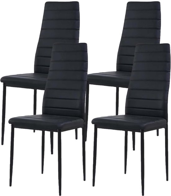 Set de 4 Chaises de salle à manger Xbro – Chaises confortables à dossier haut – Similicuir – Pour salle à manger, Cuisine et salon – Design moderne – 96 x 41 x 39 cm