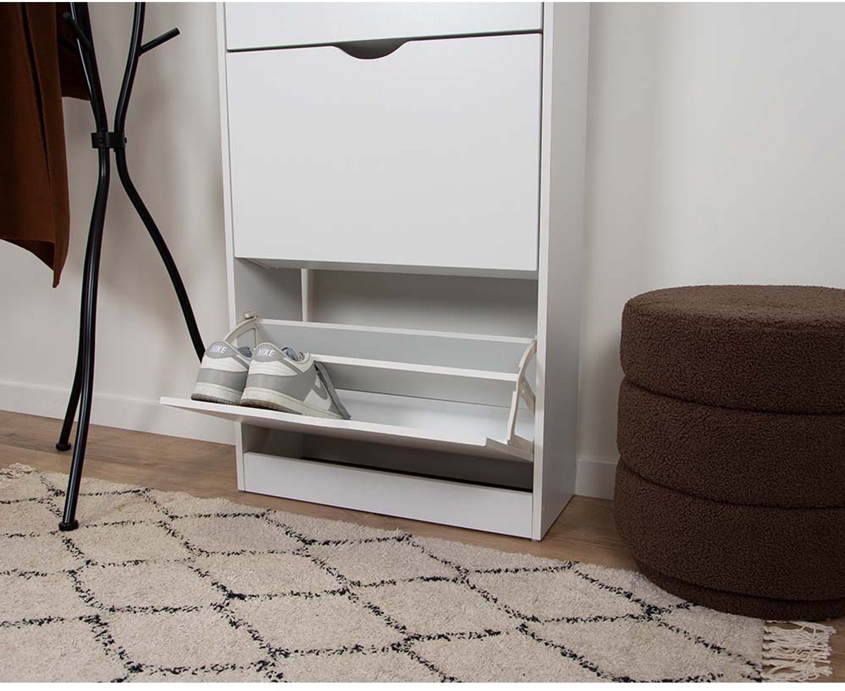 Armoire à Chaussures Prato Milton & Oldbrook - Rangement 18 Paires, Design Compact Blanc, 60x24x119 Cm - 8