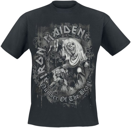 Iron Maiden Number Of The Beast Grey Tone Heren T-shirt - zwart - XXL