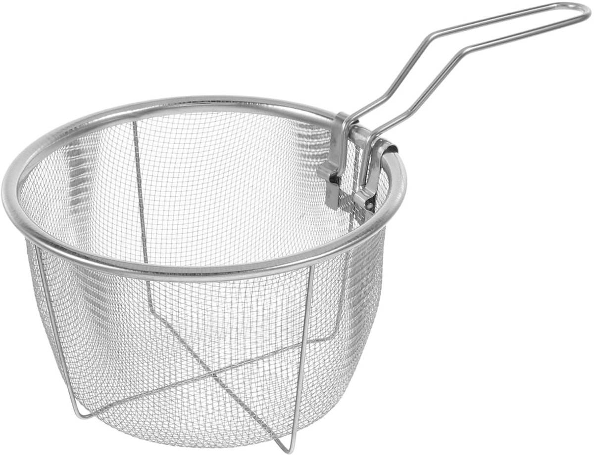 Ibenzoa® Ronde RVS Kookmand met Inklapbare Handgreep voor Frituren en Afgieten in de Keuken