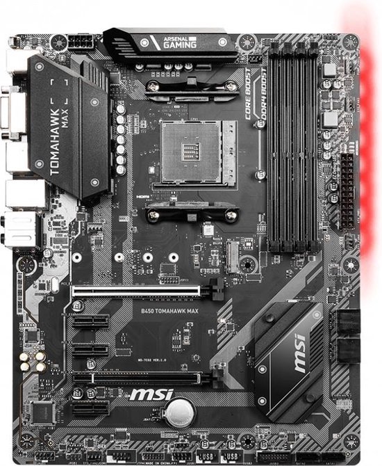 MSI Gaming B450 Tomahawk Max Moederbord Socket AMD AM4 Vormfactor ATX Moederbord chipset AMD® B450 - MSI