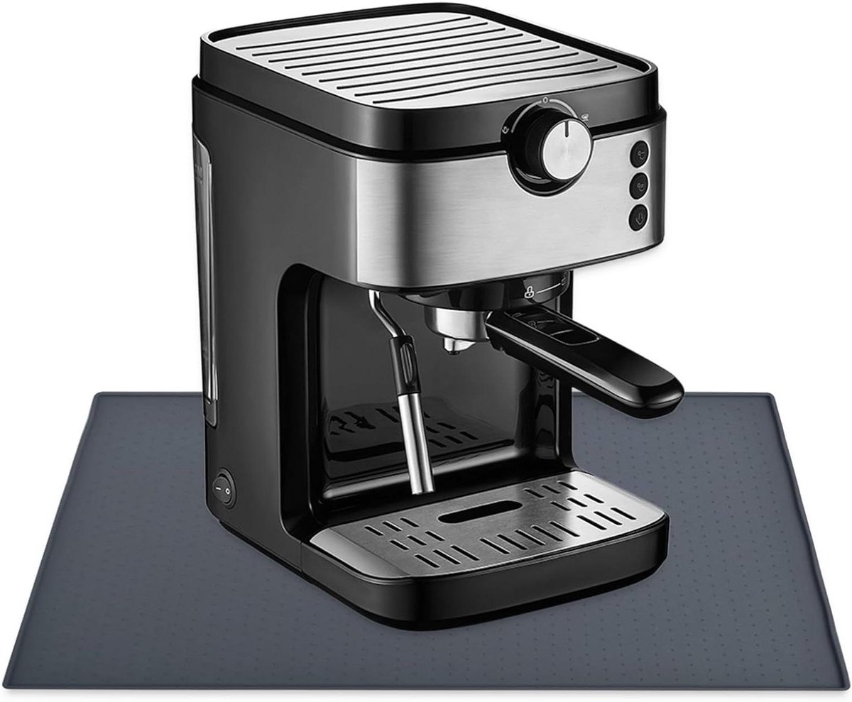 Zeynomax - Hittebestendige mat 48 x 30 cm voor heteluchtfriteuse en koffiezetapparaat - Siliconen aanrechtbeschermer met schuifregelaar