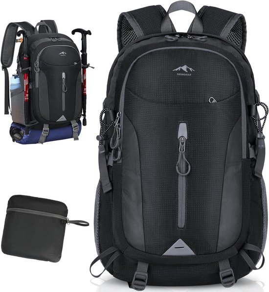 RAINSMORE Wandelrugzak 40L Lichtgewicht Opvouwbare Rugzak voor Mannen
