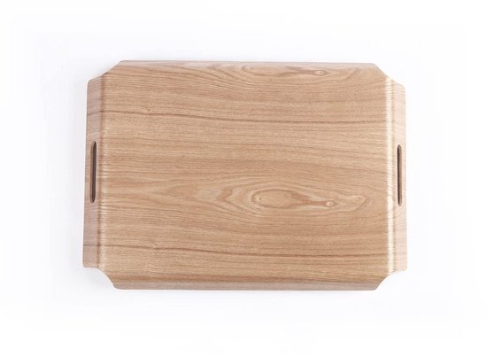 Wuuooei Bamboe houten dienblad, bamboe dienblad met handgrepen, bamboe dienblad voor voedsel, bamboe schaal rechthoek, butler dienblad voor brood, fruit, koffie, melk, thee, ontbijt, snack (38 x 25 x