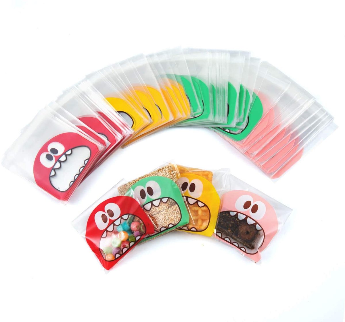 TRANKIELO® - 300 Stuks Transparante Koekjeszakjes met Plakstrip - Kunststof Voedselopslag Zakjes - Geschikt voor Snoep, Kleine Cadeaus, Verjaardagsfeestjes (13x10 cm)