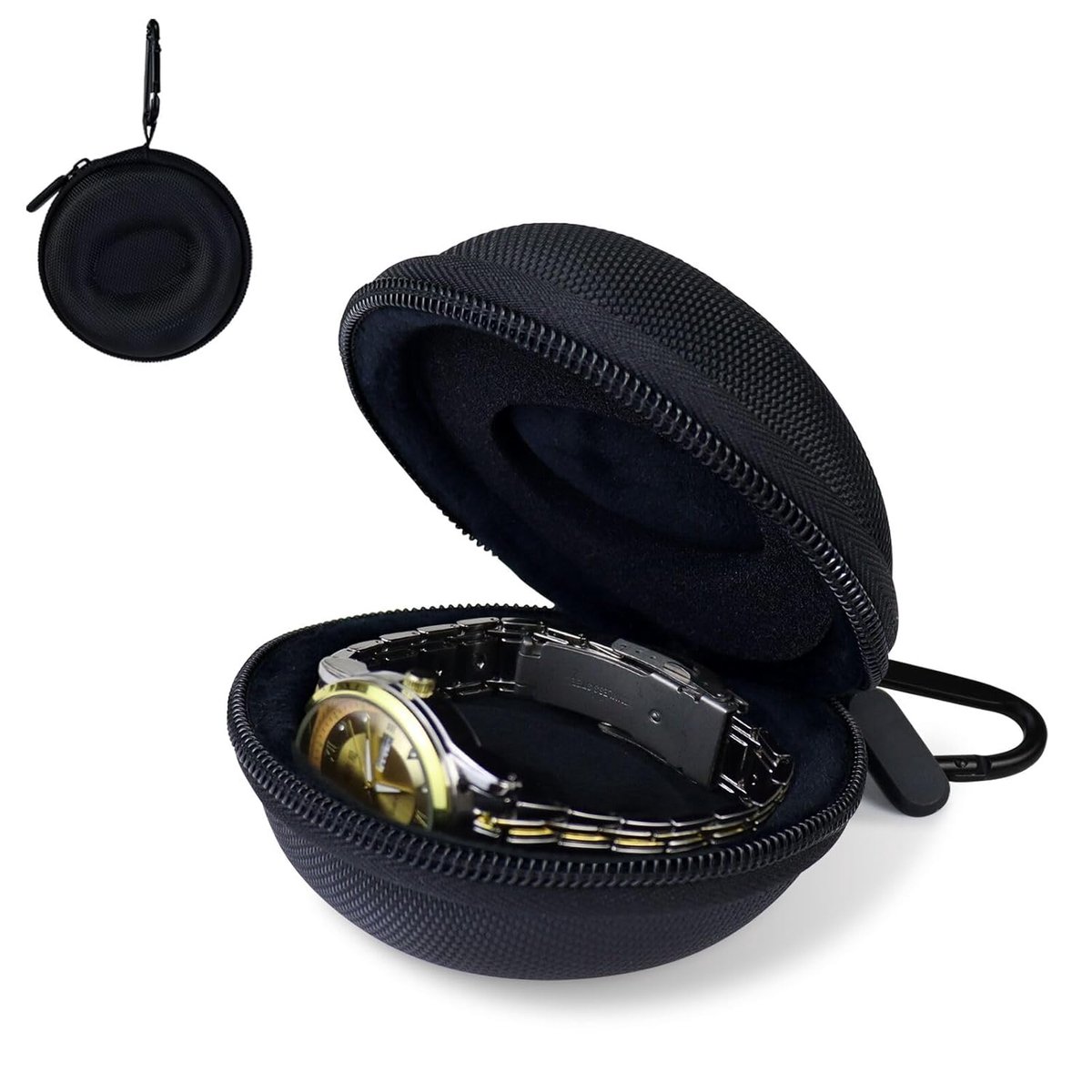 Draagbare Reis-horlogebox - Horloge-etui met Ritssluiting - Zwart - Geschikt voor Polshorloges tot 50 mm