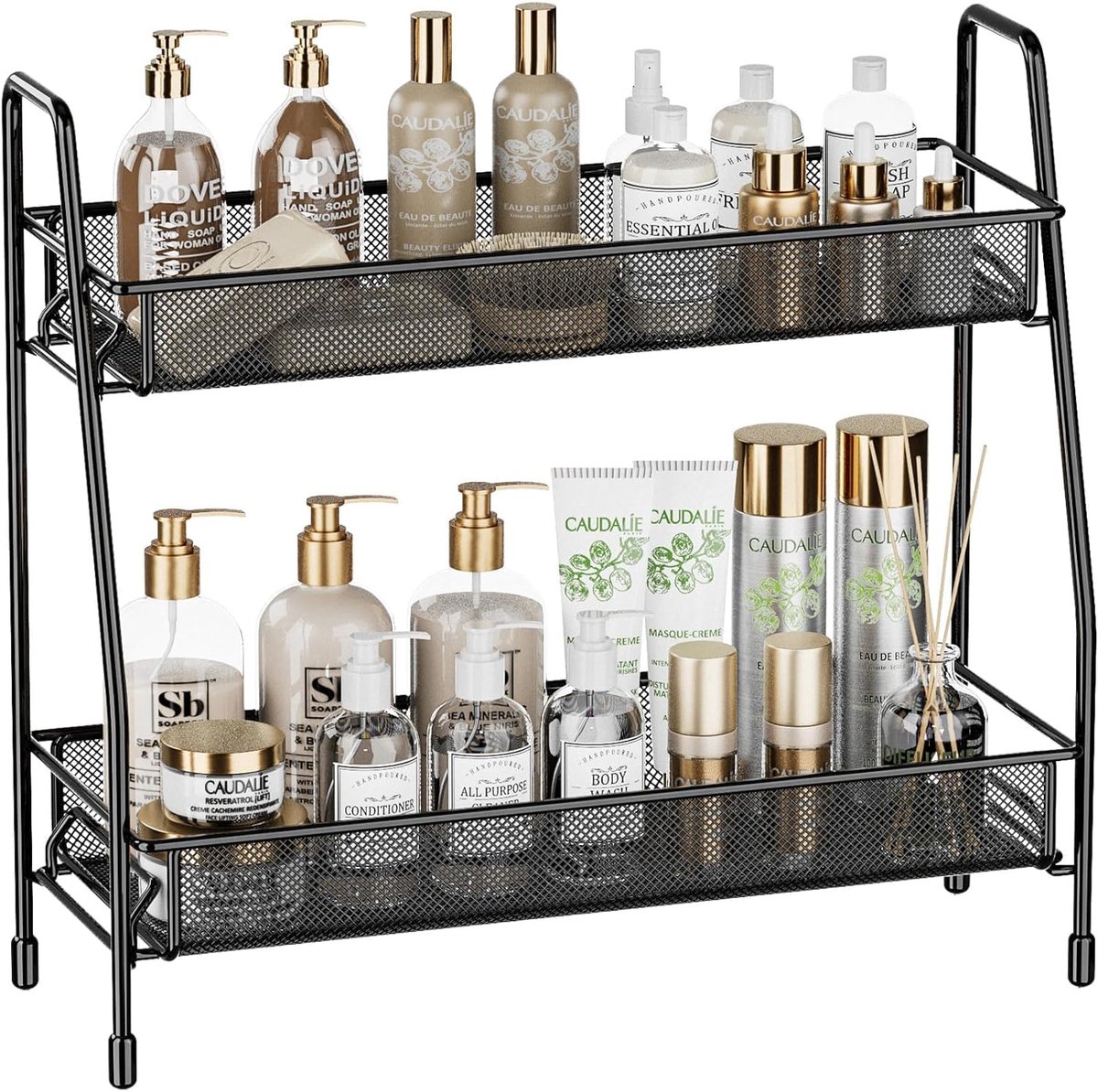 Kruidenrek organiser - ruimtebesparend - zwart - metaal - 2 niveaus