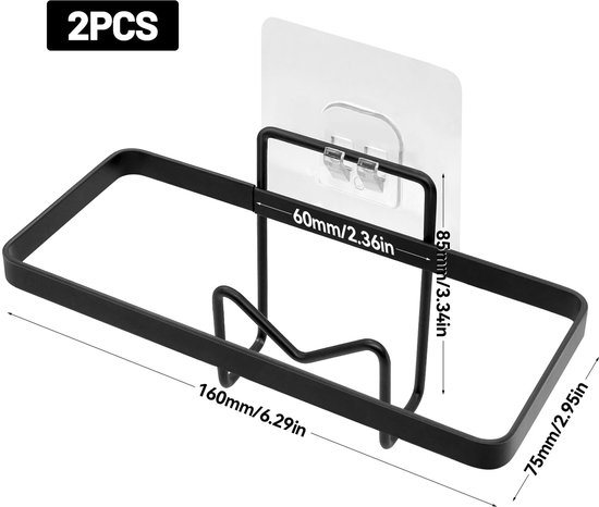 Ibenzoa® Slimme Zelfklevende Keukenorganizer Set voor Spons, Doek en Meer - 2 Stuks Zwart