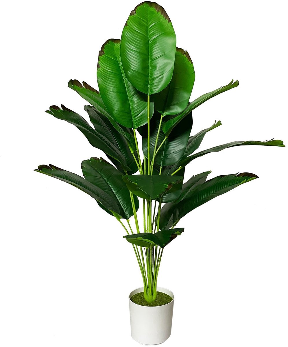 Ibenzoa Kunstmatige tropische plant in pot voor huisdecoratie en kantoor, realistische nepplant, 80 cm, rode banaan 80 cm rode banaan