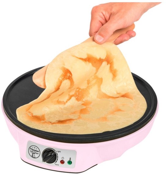 Bestron Pannenkoekenmaker - ASW602P - 1000W - Crêpemaker - 30cm - Roze - Incl houten stapel en verdeler - 5 jaar garantie — afbeelding 3