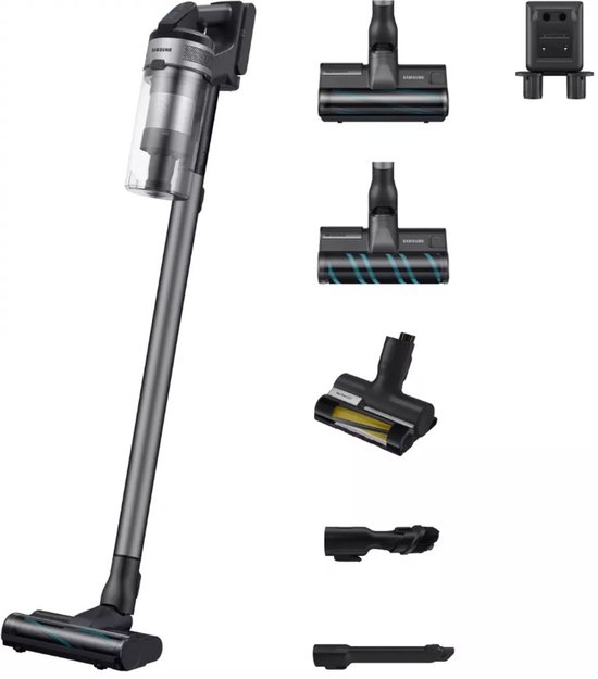 SAMSUNG Jet 75E Complete VS20B75CR5 - Draadloze bezemstofzuiger - Vermogen 200 AW - Autonomie 60 min - Wandstation - 3 borstels