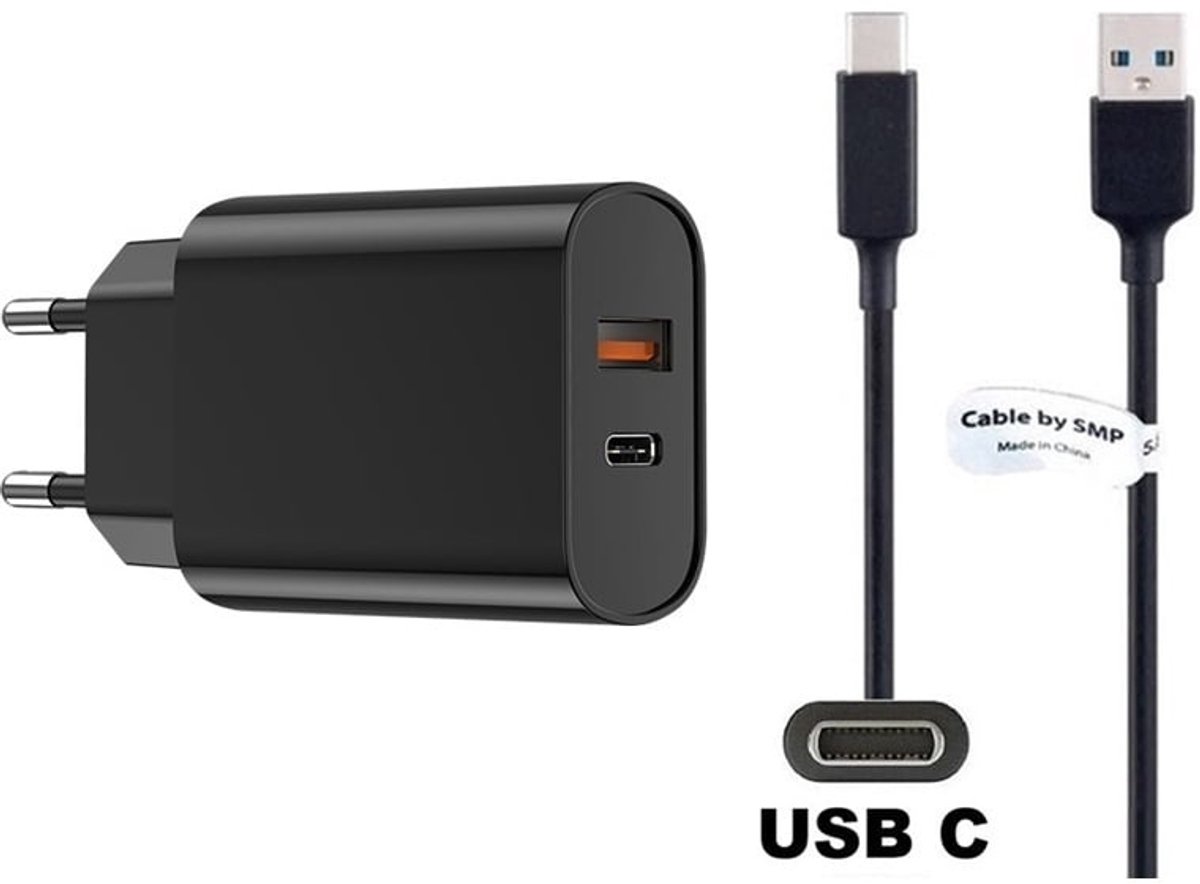 OneOne 20W snellader met 2 poorten + 1,2m sterke USB C kabel. PD lader. Oplader adapter past op Sony WH-1000XM3, WH-1000XM4, WH-1000XM5, ULT WEAR, WH-CH510, WH-CH520, WH-CH710N, WH-CH720N, WH-H910N, WH-XB910N, WH-XB900N, WH-XB700