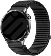 Strap-it Wave Nylon Bandje 22mm – Geschikt voor Samsung Galaxy Watch 3 45mm / 1 46mm / Gear S3 – Amazfit GTR 2/3/4 – Polar Vantage M / Grit X – OnePlus Watch 1/2/3 – Huawei Watch GT 2/3/4/5 46mm – Suunto Run / Race / Vertical / 9 Peak – Zwart