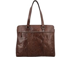 Hide & Stitches Westland Laptoptas 15,6 inch - Werk - School - Tas - Laptopvak - Leren Dames Tas - Donkerbruin