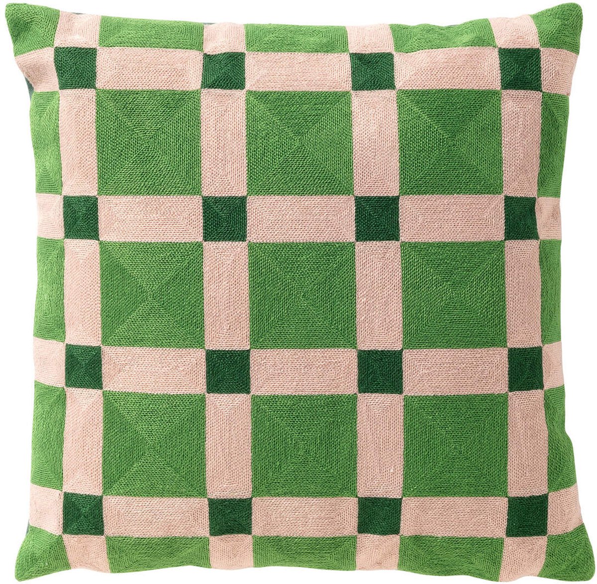 Dutch Decor BLOCKS - sierkussen 45x45 cm - geblokt patroon - geborduurd - Courtyard - groen - Inclusief binnenkussen - Luxe kussens voor woonkamer & bank