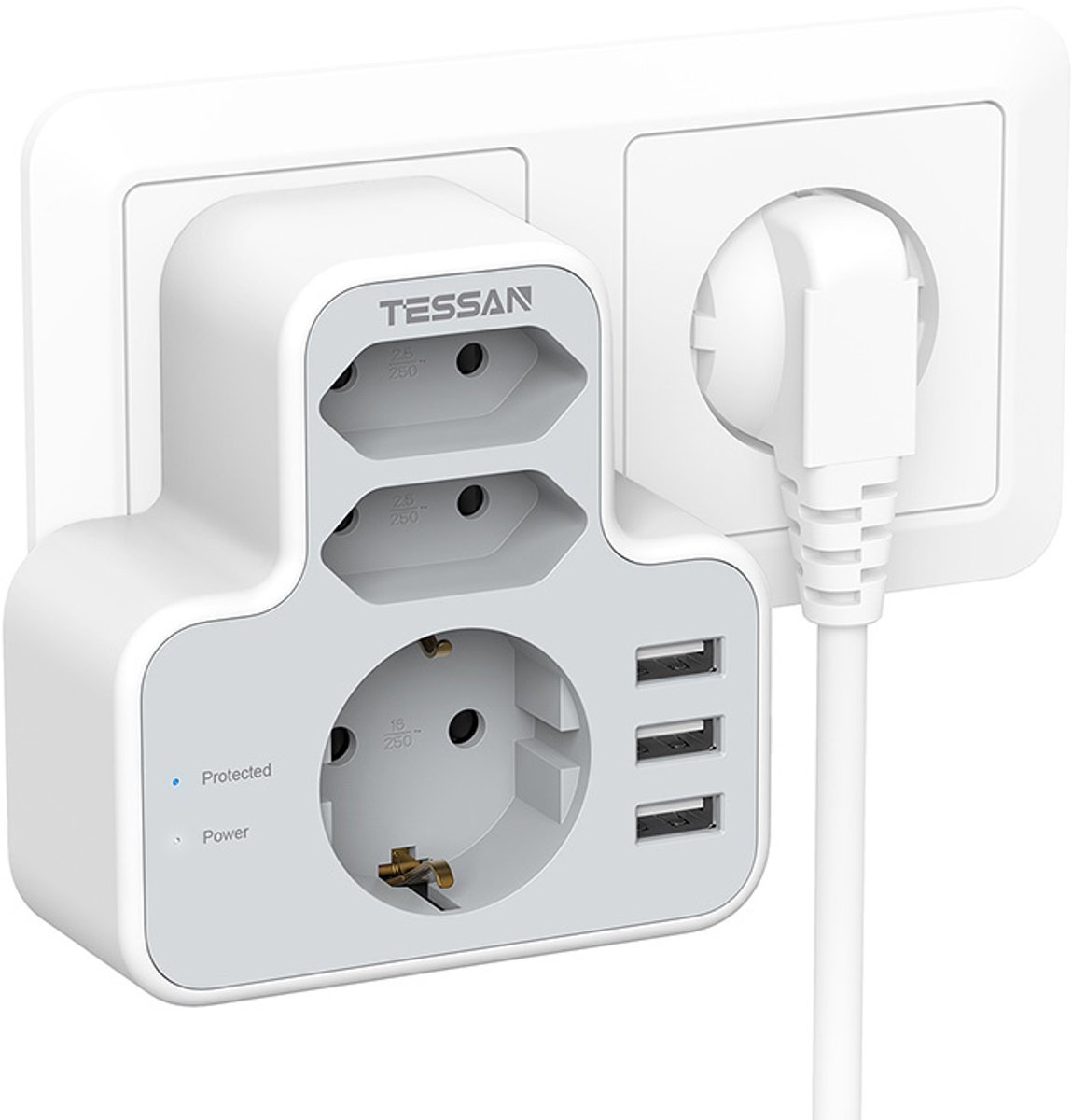 Tessan Stekerstofstuk Voor Computer/Tv 4 Poorten 2500W