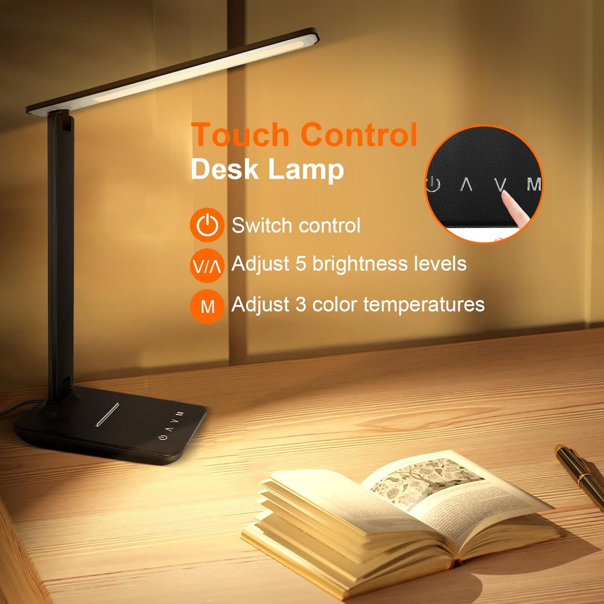 Bureaulamp LED Touch 5 Lichtstanden thumbnail 5