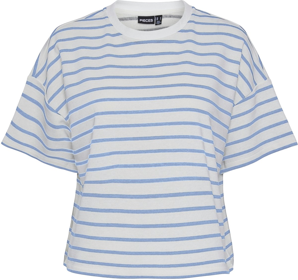 Pieces PCCHILI Sweatshirt - Lounge shirt dames - Oversized dames pyjama shirt katoen - Blauw gestreept