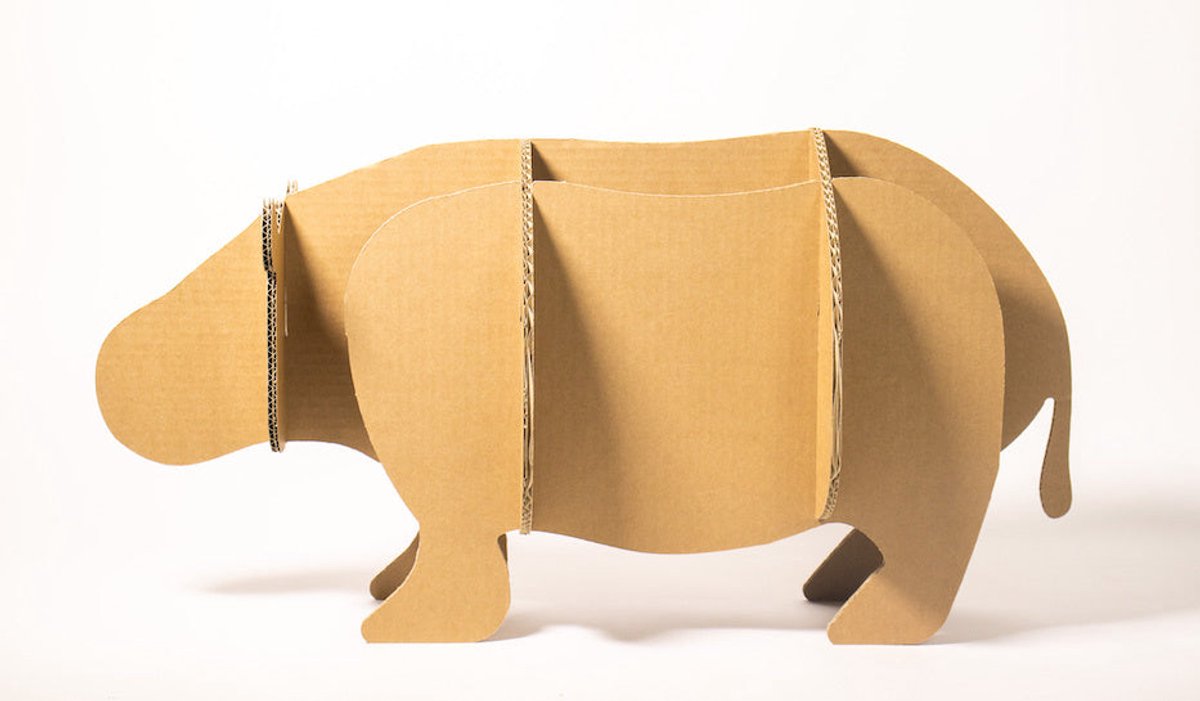 Kartonnen nijlpaard - 72 x 30 x 38 cm - Kartent