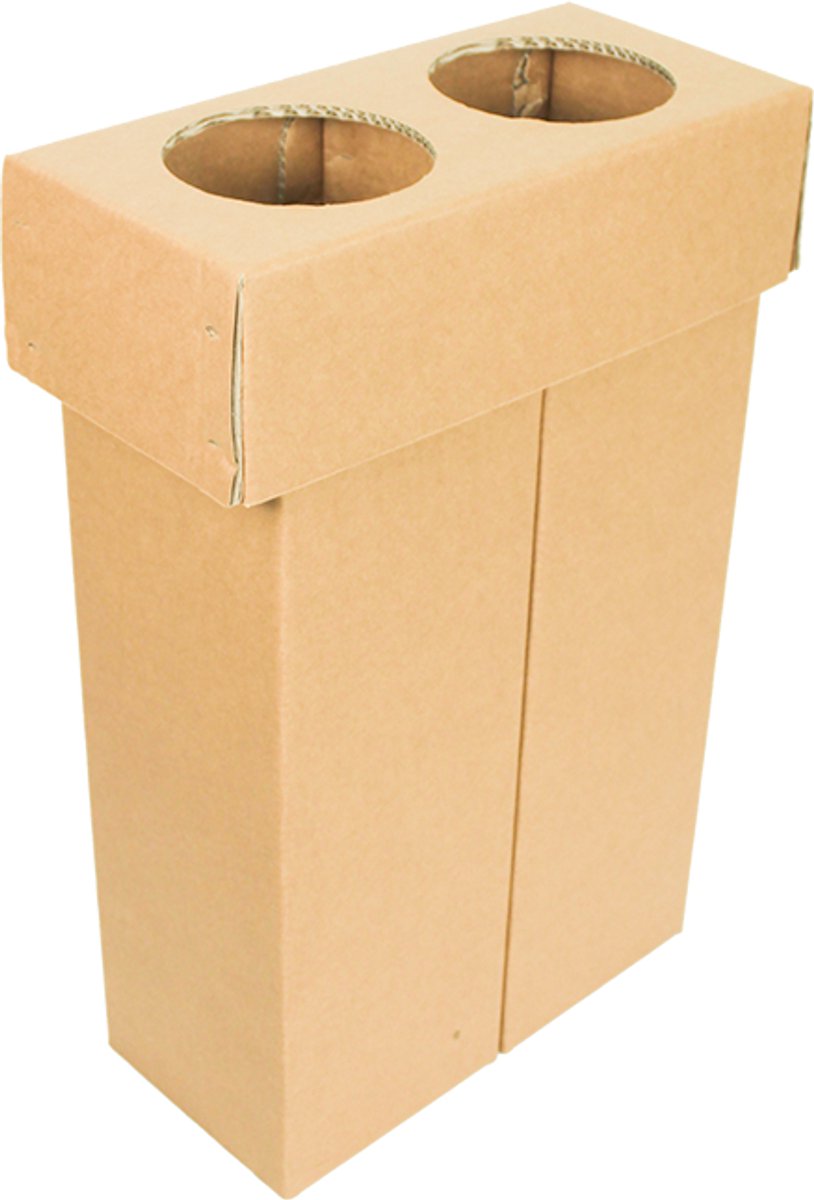 Kartonnen duo prullenbak Groot / Nee zonder stickers - Afmeting zak 60L en 20L | Optioneel met stickers - Kartent