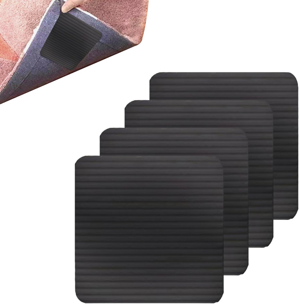 Ibenzoa® Antislipmat Set van 4 Stuks voor Tapijten en Harde Vloeren - Herbruikbaar en Wasbaar