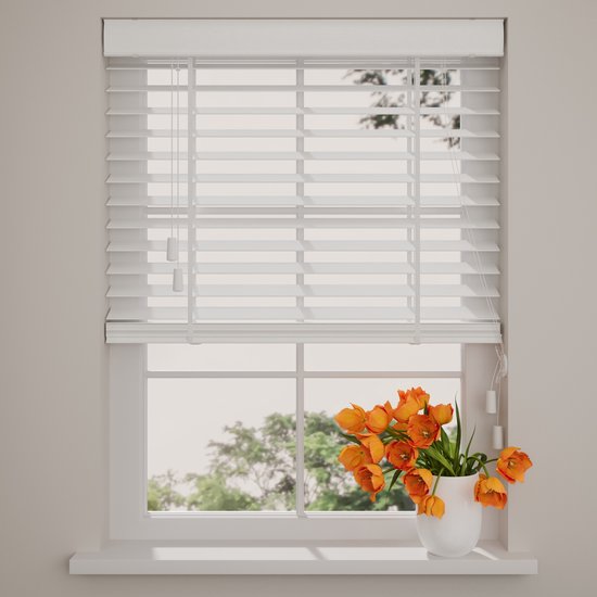 Stores en Bamboe Radeco® - Easy Natural - 50 mm - White - 110 x 240 cm - Dimensions de 50 à 250 cm de large