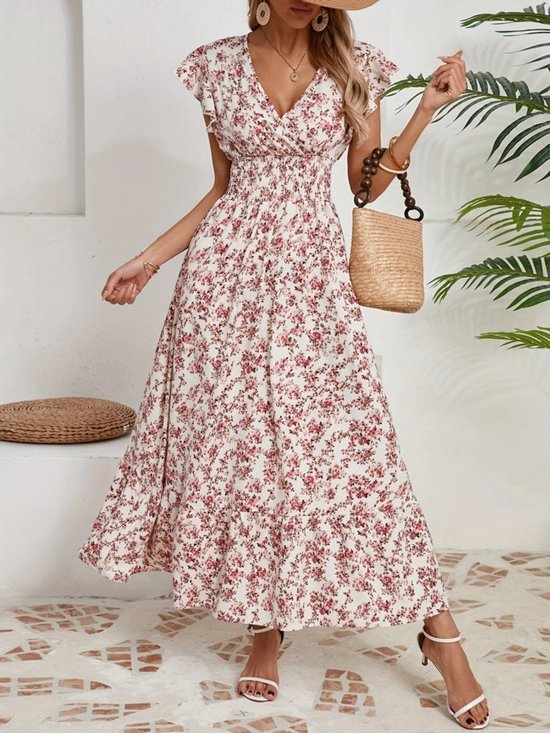 CUPSHE Robe d'été à manches courtes pour femme - Taille élastique - Mini robe d'été décontractée, Vert (tweed), Taille S