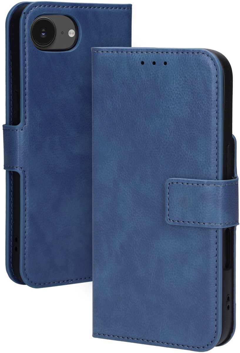Mobiparts hoesje geschikt voor Apple iPhone 16e Apple iPhone 17e - Wallet/Boekhoesje - Eco Leer - Magneet Sluiting - Opberg vakken - Blauw