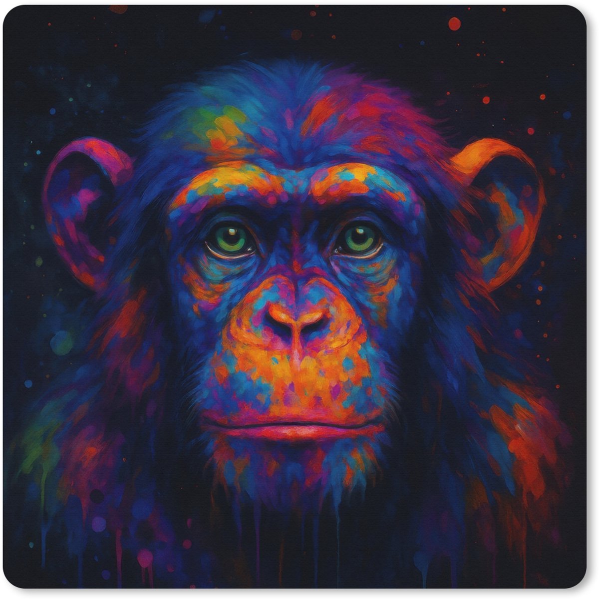 Muismat XXL 40x40 cm - Bureau onderlegger - Bureau mat Kleurrijk - Aap - Abstract - Bureaumat - Gaming mousepad xl - Bureaulegger groot - Computer deskmat