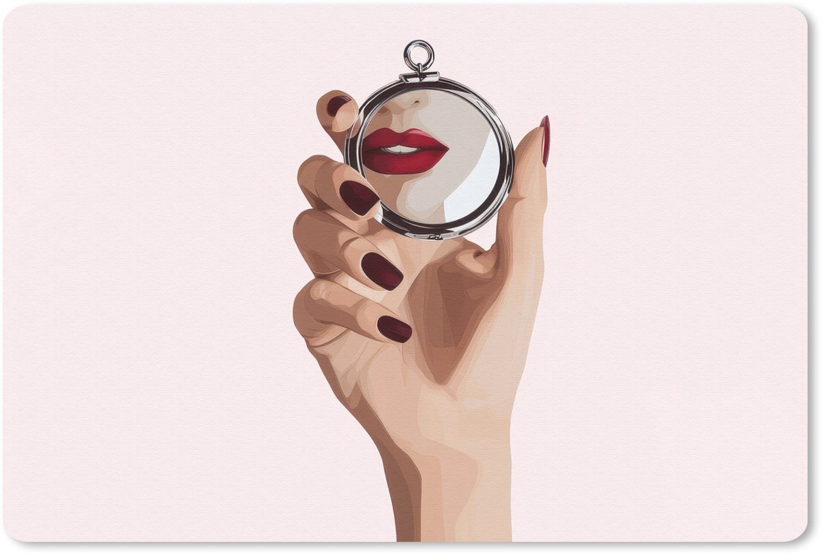 Muismat 27x18 cm - Mousepad Spiegel - Rode lippen - Muismatten