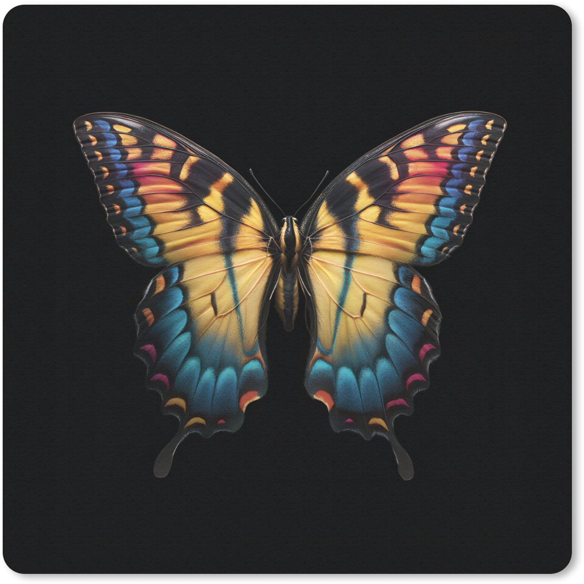 Muismat 30x30 cm - Mousepad Vlinder - Kleurrijk - Speels - Muismatten