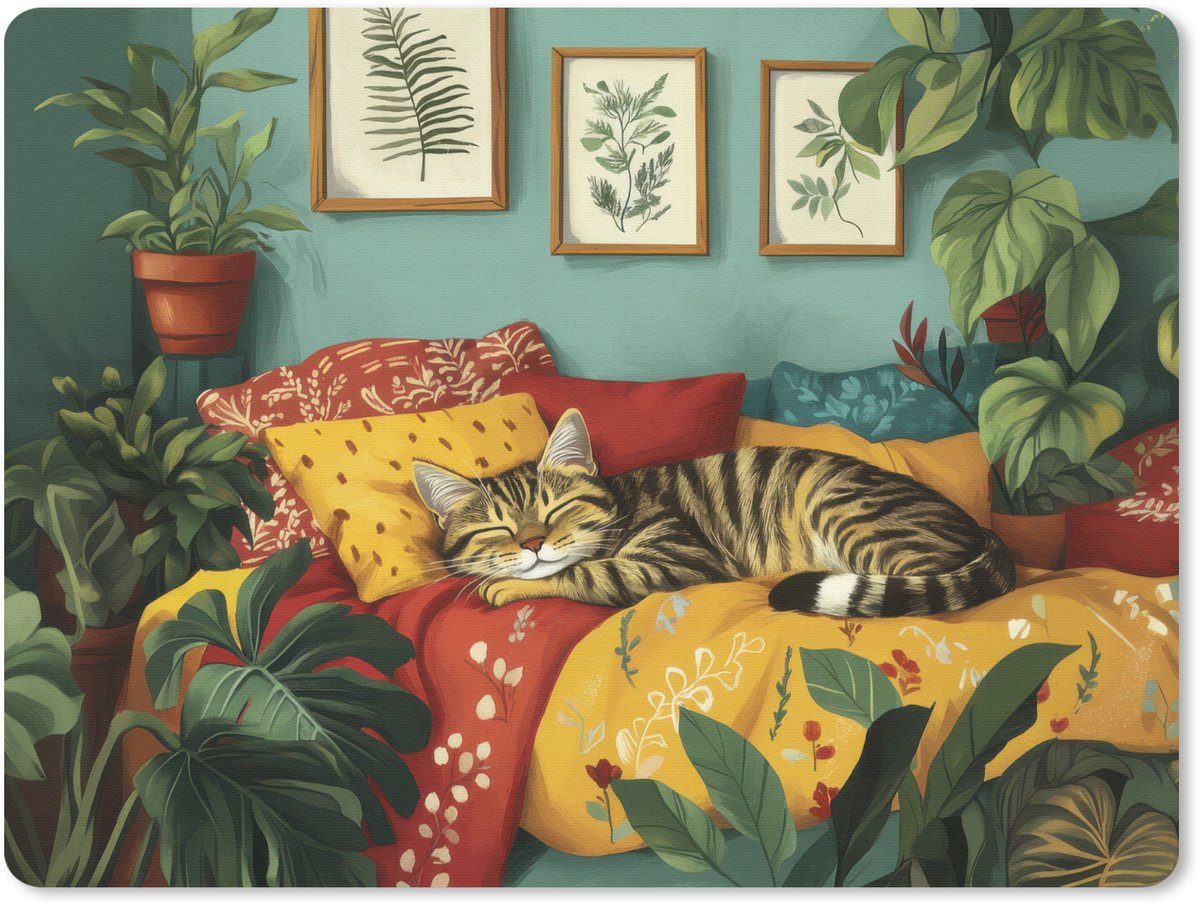 Muismat 23x19 cm - Mousepad Kat - Planten - Groen - Muismatten