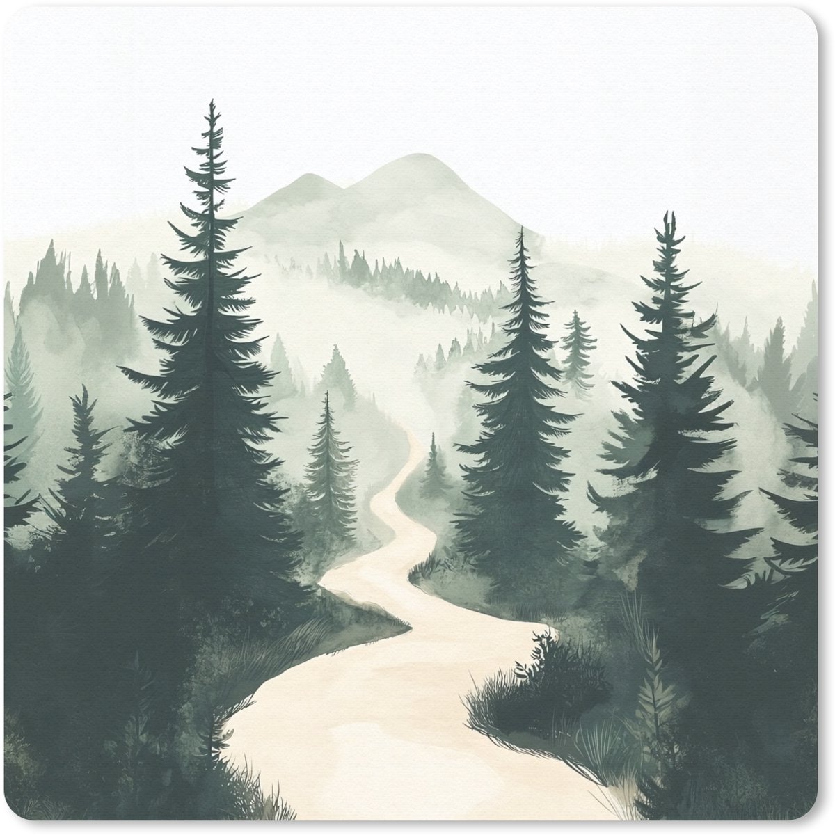 Muismat 20x20 cm - Mousepad Pad - Bomen - Bos - Illustratie - Muismatten