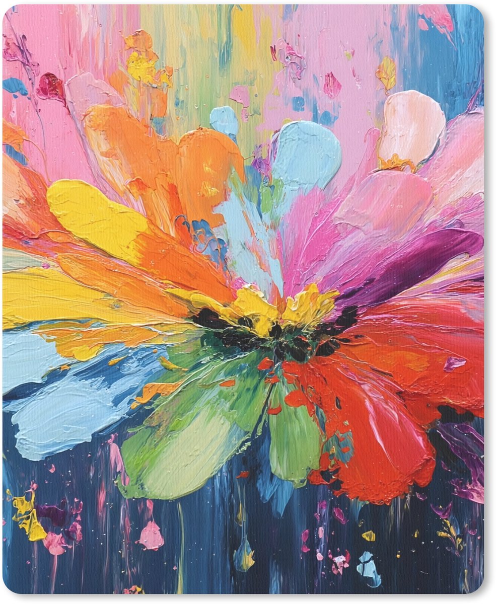 Muismat 19x23 cm - Mousepad Kleuruitbarsting - Expressieve sfeer - Bloem - Muismatten