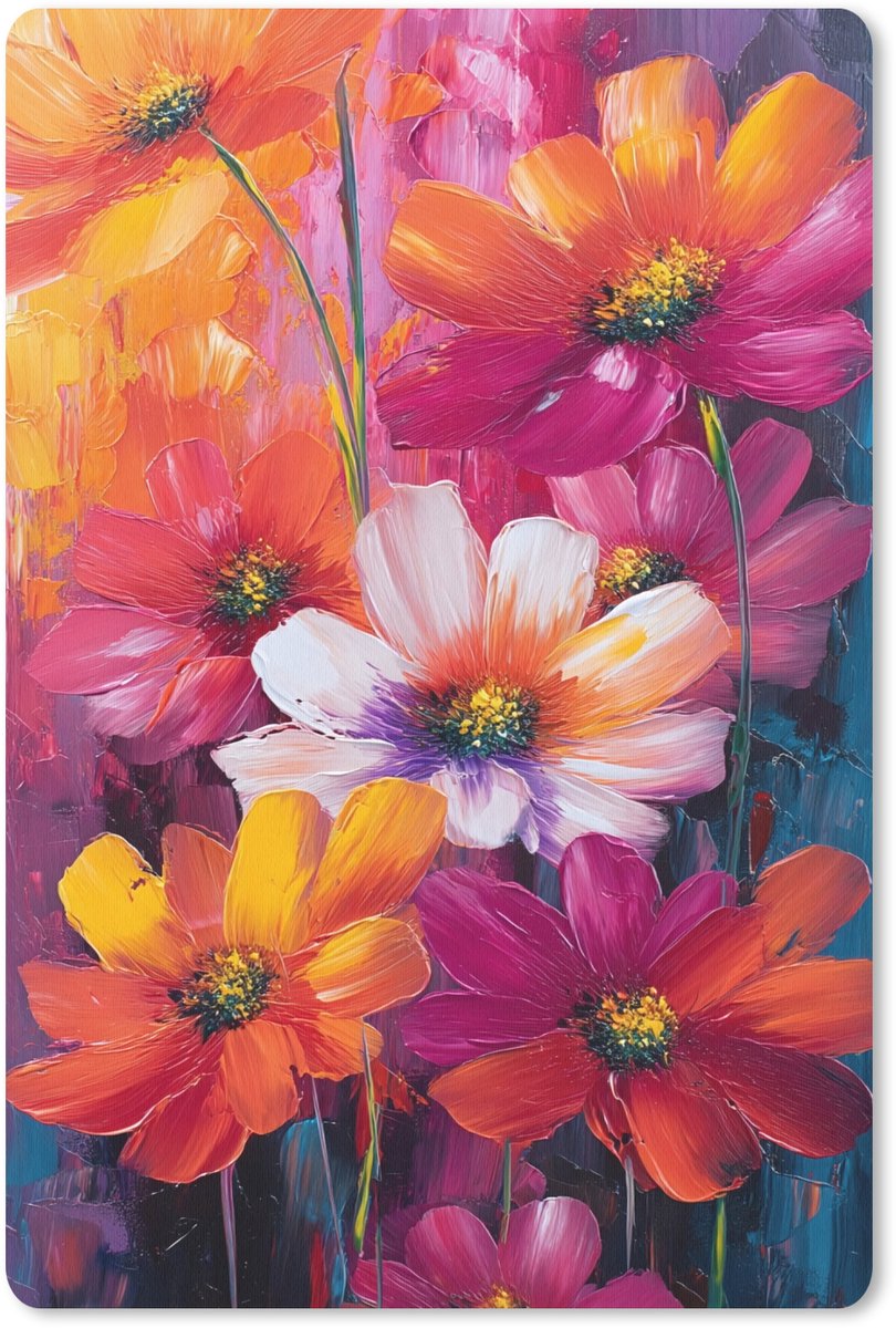 Muismat 18x27 cm - Mousepad Felle bloemen - Dynamisch - Levendig - Muismatten