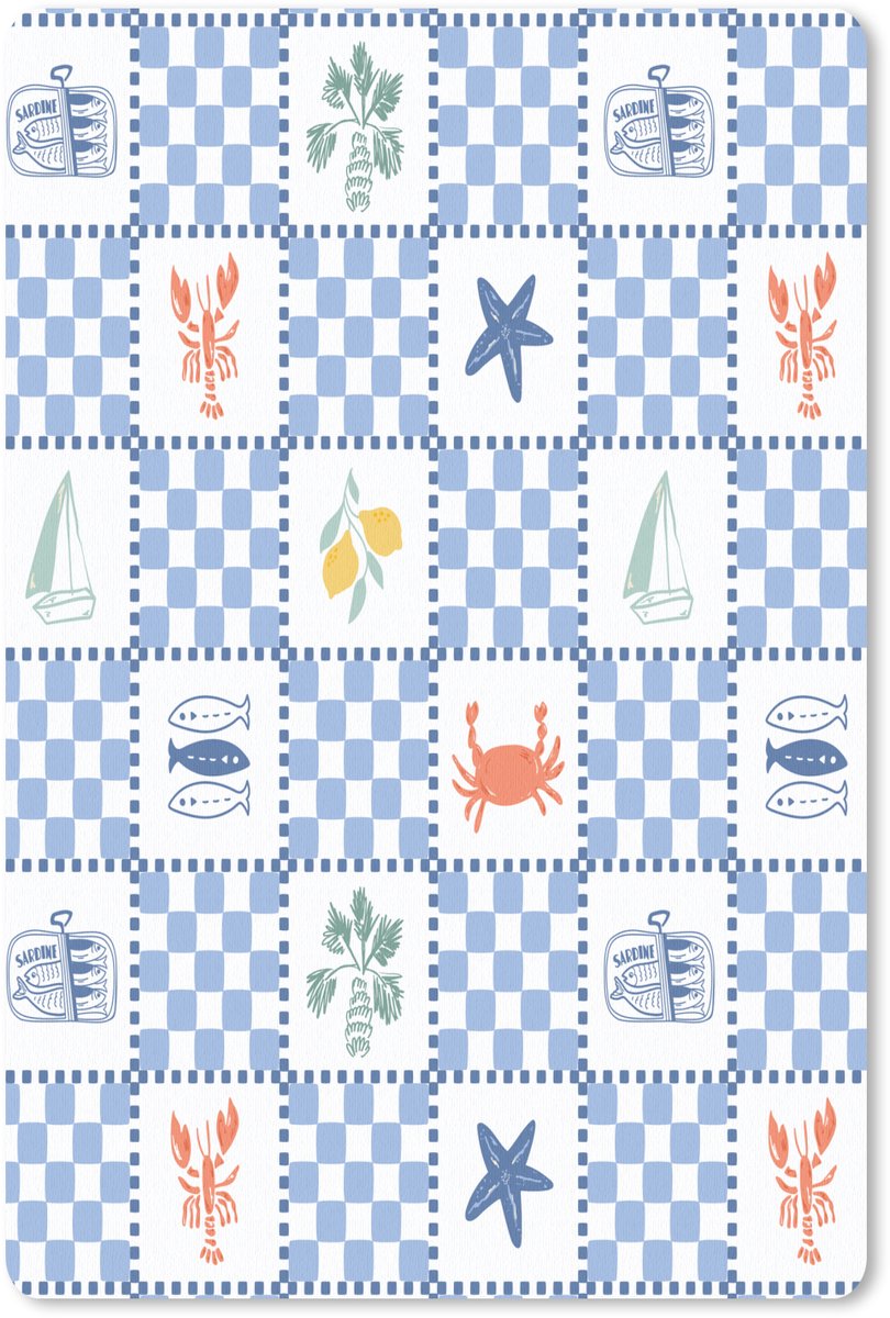 Muismat 18x27 cm - Mousepad Zee - Sfeer- Mozaïek - Blauw - Muismatten