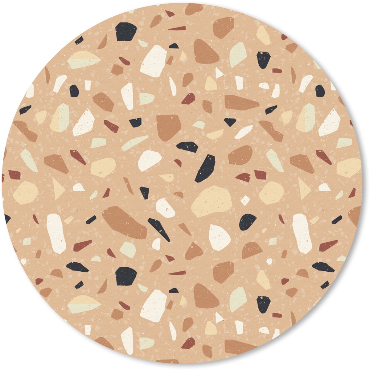 Muismat rond 40x40 cm - Mousepad Terrazzo - Patroon - Kleurrijk - Oranje - Ronde muismatten