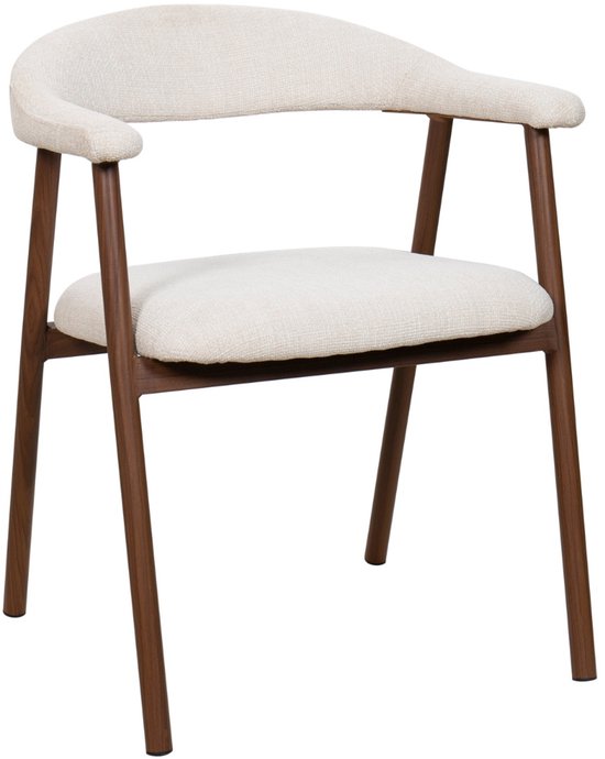 Chaise de salle à manger Mila de Giga Meubel - Tissu beige - Noyer - Set de 2