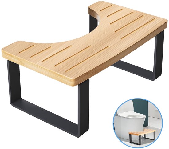 Toiletkruk, toiletkruk van hout, 37 x 20 x 17 cm, ergonomische trede