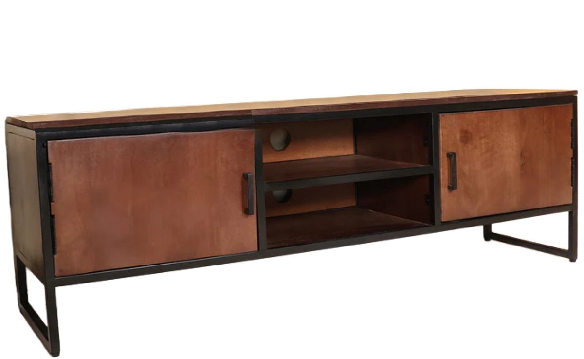 Lizzely Garden & Living TV meubel walnoot mangohout 150cm Liv tv kast duurzaam mango massief hout tv-meubel